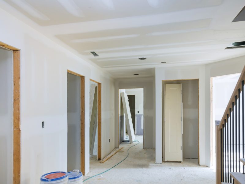 Construction building industry new home construction interior drywall tape and finish details